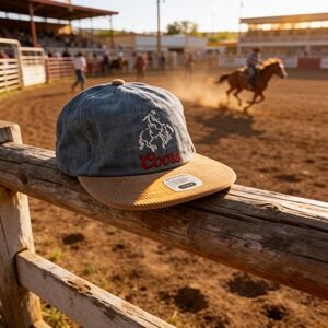 Brixton x Coors Banquet Colt Snapback Hat - Washed Denim & Corduroy Bronco NWT